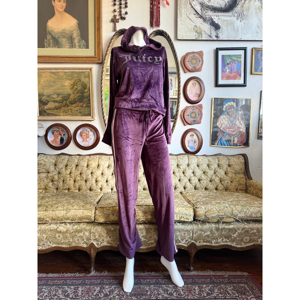Juicy Couture Purple Velvet 3pc. Lounge Shorts Pant Pullover Set